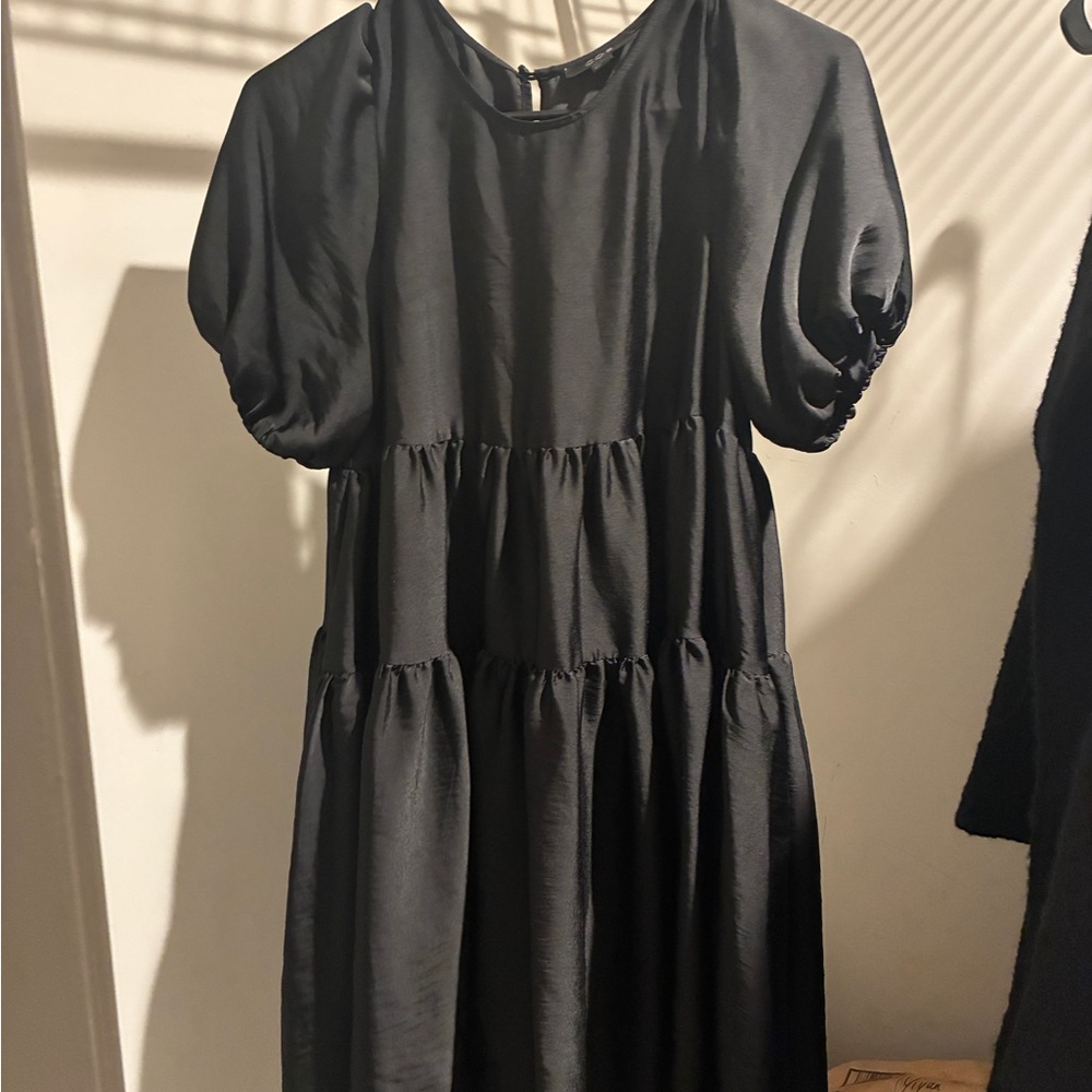 COS Black Dress with Puff Sleeves